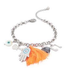 Stainless Steel Beauty Tassels Natural Stone Music Guitar Hand Charm Bracelets